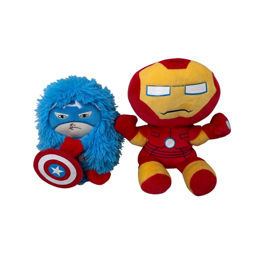 Marvel Plush Lot Ty Iron Man Beanie Baby Jay Play Captain America Hideaway Pet